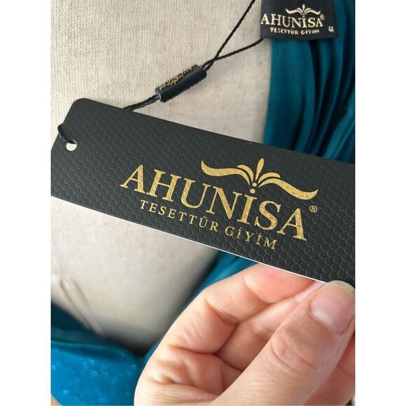 Blue/green long sleeve dress size 12-14 fancy going out cover up dress - Picture 7 of 8